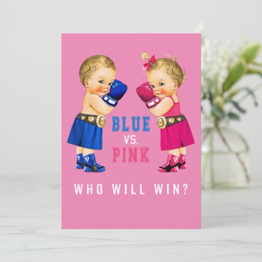 Party zur Aufdeckung des Geschlechts bei Boxbabys Einladung (Stehend Vorderseite)