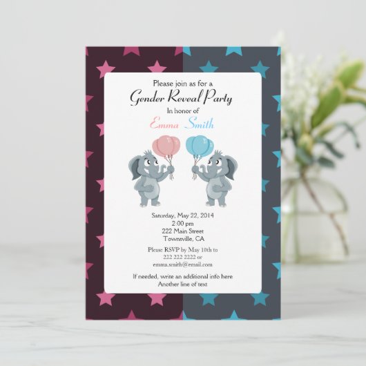 Party zur Aufdeckung von Geschlechtern lädt ein Einladung (Stehend Vorderseite)