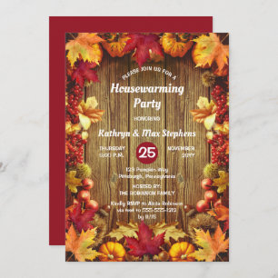 Party zur Aufwärmung - Rustikale Woodsy-Herbstlaub Einladung