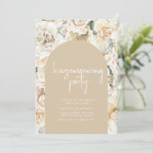 Party zur Aufwärmung von Boho Floral Wallpaper lad Einladung (Stehend Vorderseite)