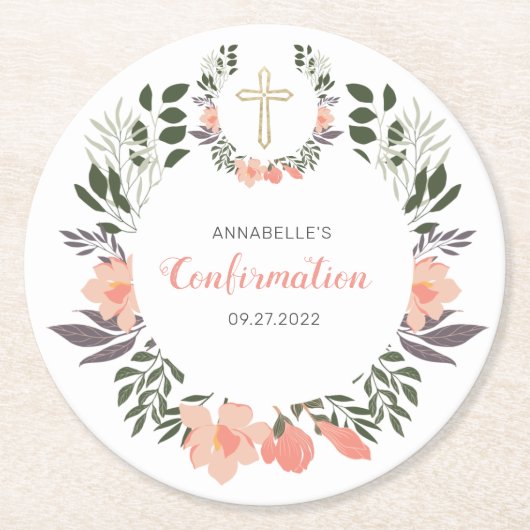 Party zur einfachen Blumenbestätigung  Runder Pappuntersetzer (Vorderseite)