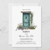 Party zur Erwärmung an der Vorderseite der grünen  Einladung (Vorderseite)