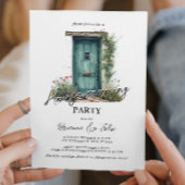 Party zur Erwärmung an der Vorderseite der grünen  Einladung