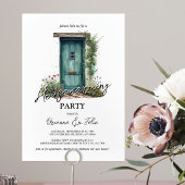 Party zur Erwärmung an der Vorderseite der grünen  Einladung