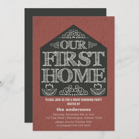 Party zur Erwärmung im ersten Zuhause Einladung (Vorne/Hinten)