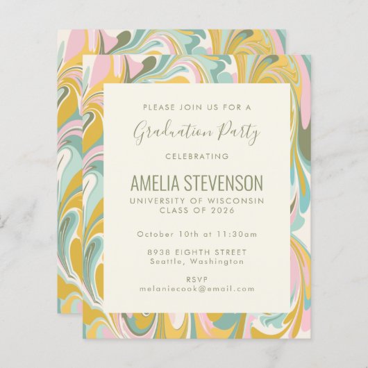 Party zur Graduierung von Budget Pastel Marble (Vorne/Hinten)