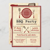 Party zur GRILLEN von Antiquitäten - Einladung (Vorne/Hinten)