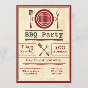 Party zur GRILLEN von Antiquitäten - Einladung