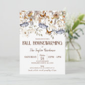 Party zur Herbstwärmung, Schmetterling, Herbstblät Einladung (Stehend Vorderseite)