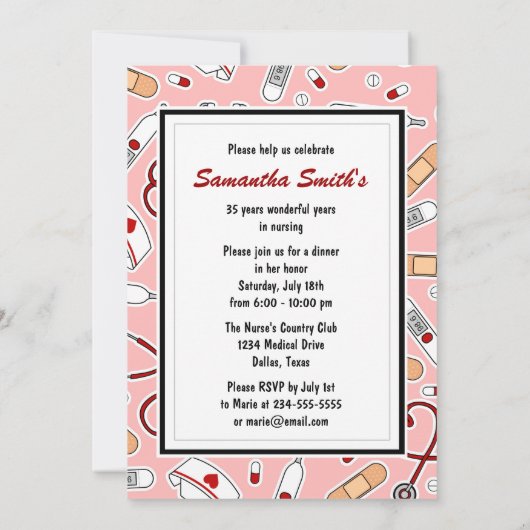 Party zur Krankenversicherung Rosa Einladung (Rückseite)