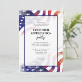 Party zur Kundenbewertung von patentierten Flaggen Einladung (Stehend Vorderseite)