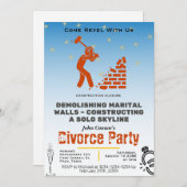 Party zur Scheidung: Bauschluss Einladung (Vorne/Hinten)