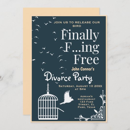 Party zur Scheidung: Endlich kostenlos Einladung (Vorne/Hinten)