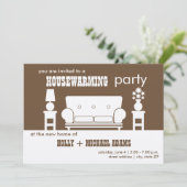 Party zur Wohnungsaufbereitung - Weiß Wohnzimmer Einladung (Stehend Vorderseite)