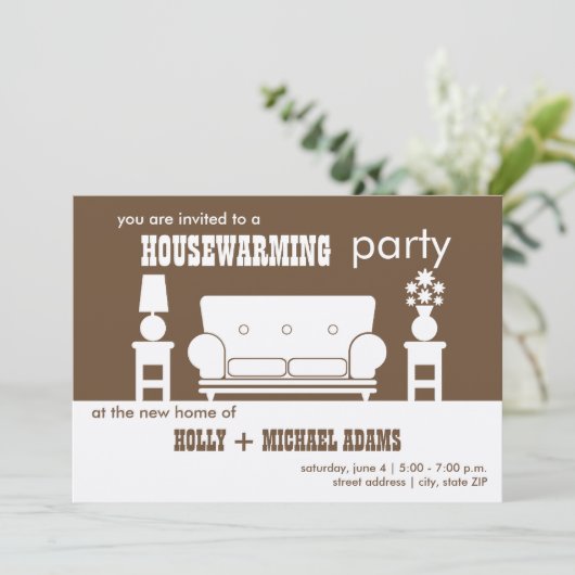 Party zur Wohnungsaufbereitung - Weiß Wohnzimmer Einladung (Stehend Vorderseite)