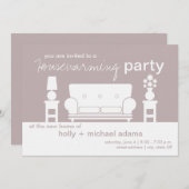 Party zur Wohnungsaufbereitung - Weiß Wohnzimmer Einladung (Vorne/Hinten)