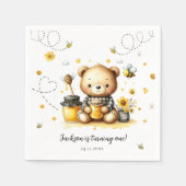 Partybeere Bear Bee Honey Birthday Paper Napkin Serviette (Vorderseite)