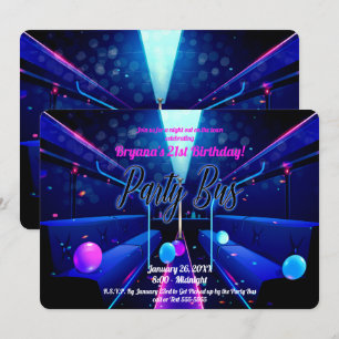 Partybus-Glowing-Party-Club-Hopping 21. Geburtstag Einladung