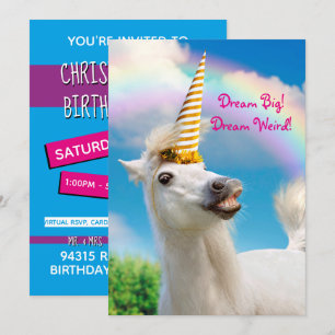 Partyeinhorn Pferd und Regenbogen Einladung