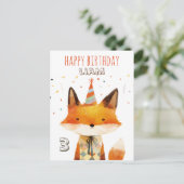 Partyfuchs- Kindergeburtstag- personalisierbare Postkarte (Stehend Vorderseite)