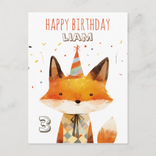 Partyfuchs- Kindergeburtstag- personalisierbare Postkarte