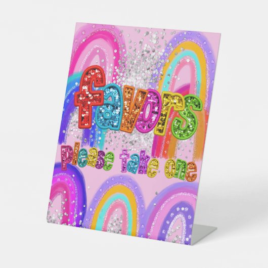 Partygeschenke Sequin Regenbogen Sockelschild (Vorderseite)