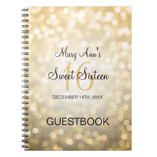 Partyguestbook-GoldGlitzer-Lichter des Bonbon-16 Notizblock (Vorderseite)