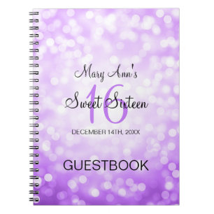 Partyguestbook-lila Glitzer-Lichter des Bonbon-16 Notizblock