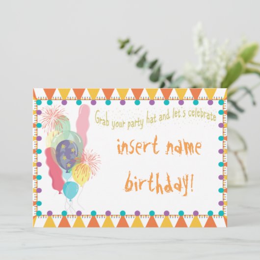 Partyhütchen Einladung (Stehend Vorderseite)