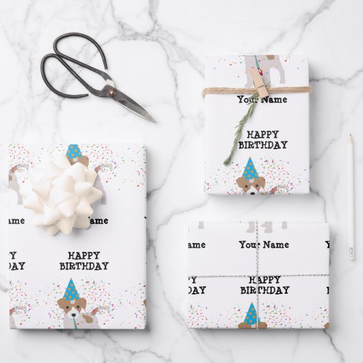 Partying für Hunde - Geburtsname Geschenkpapier Set (Vorderseite)