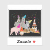 Partying von Tieren - Niedliche Tiere mit Party Aufkleber (Blatt)