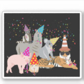 Partying von Tieren - Niedliche Tiere mit Party Aufkleber (Vorderseite)