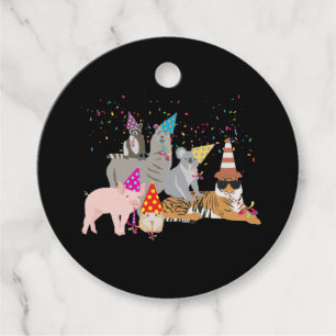 Partying von Tieren - Niedliche Tiere mit Party Geschenkanhänger
