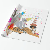 Partying von Tieren - Niedliche Tiere mit Party Geschenkpapier (Ungerollt)