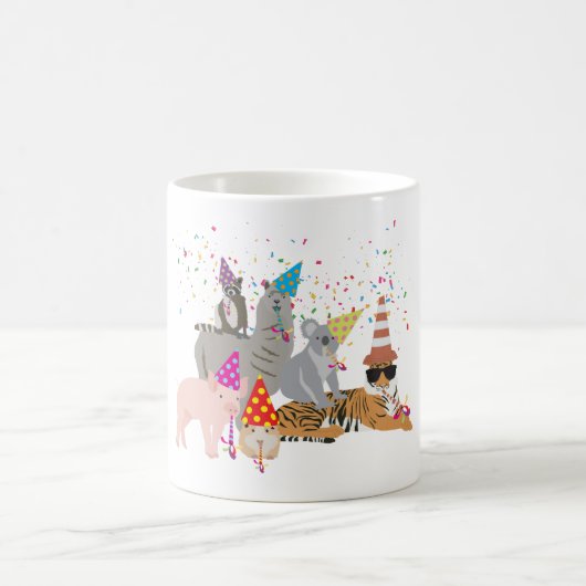 Partying von Tieren - Niedliche Tiere mit Party Kaffeetasse (Mittel)
