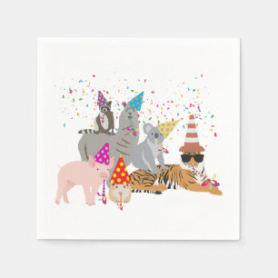 Partying von Tieren - Niedliche Tiere mit Party Serviette