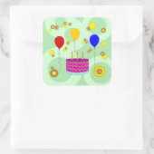 Partykuchen und Ballonaufkleber Quadratischer Aufkleber (Tasche)