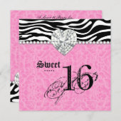 Partyleopard Zebra-Spitze-Herz-Diamant des Einladung (Vorne/Hinten)