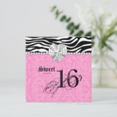 Partyleopard Zebra-Spitze-Herz-Diamant des Einladung (Stehend Vorderseite)