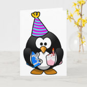 Partypinguin Karte (Gelbe Blume)