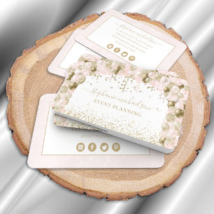 Partyplaner Blush Rosa Gold Glitterballon Visitenkarte