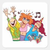 Partys für Frauen Quadratischer Aufkleber (Vorderseite)