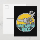Partysaurus Rex Einladungspostkarte (Vorne/Hinten)