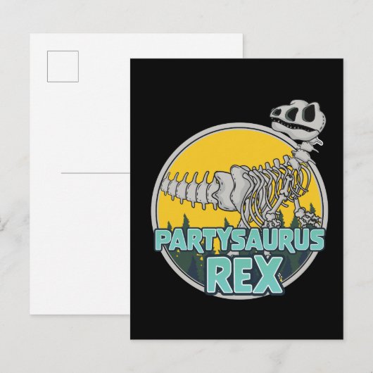 Partysaurus Rex Einladungspostkarte (Vorne/Hinten)