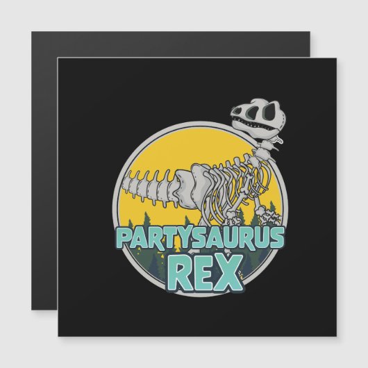 Partysaurus Rex Magneteinladung (Vorne/Hinten)
