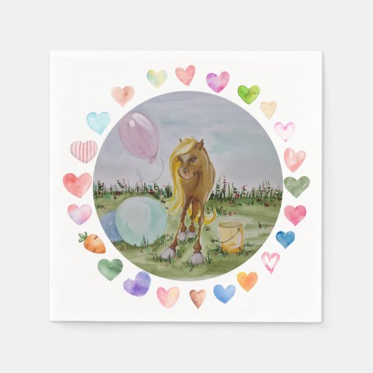 Partyservietten mit Pferdemotiv, Pony Party Serviette (Vorderseite)