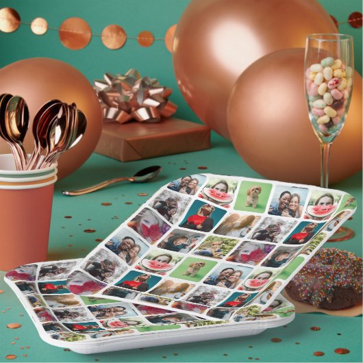 Partysouvenir-Fotocollage-Muster Pappteller (Multi)