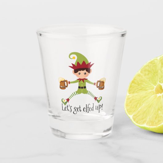 Partyspaßiger Weihnachtself Schnapsglas (Vorderseite)