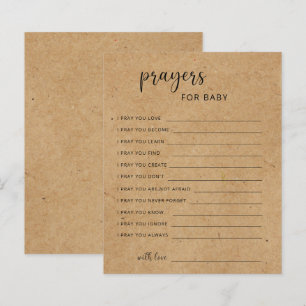 Partyspiel rustikales Handwerk Gebete für Baby
