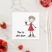 Partystickfigur Mädchen mit Weinglas Serviette (Beispiel)